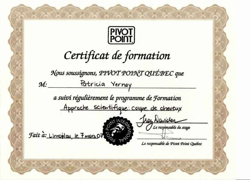 Certificat Pivot Point, approche scientifique de la coupe de cheveux